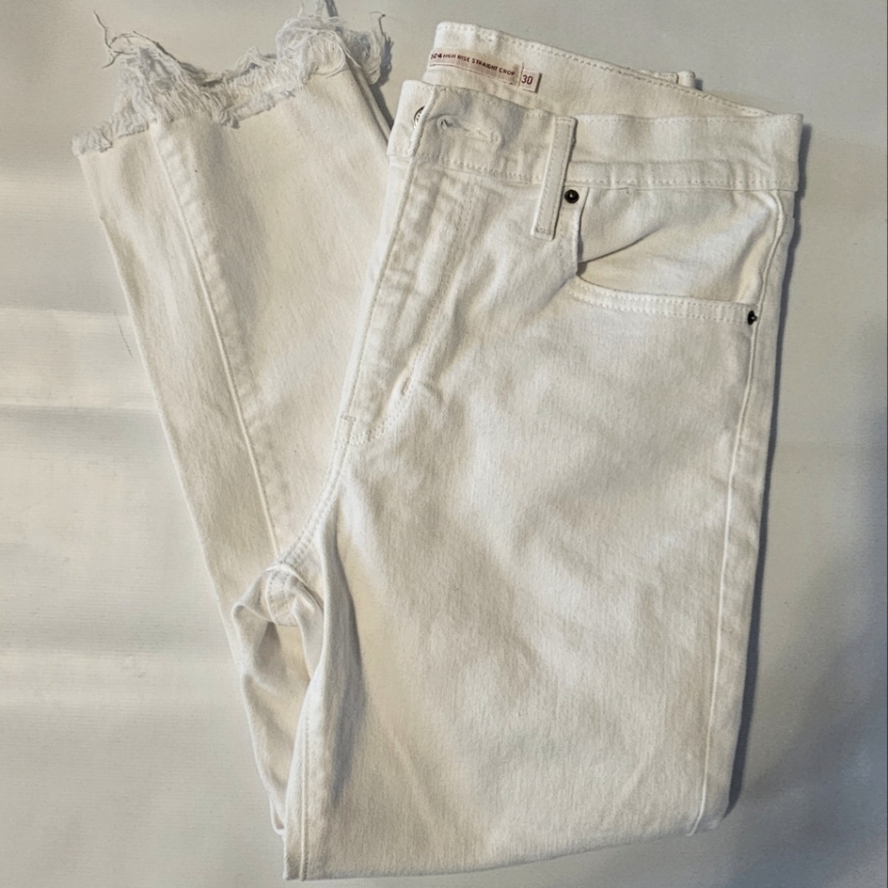 Levis 724 High Rise Straight Crop White size 30